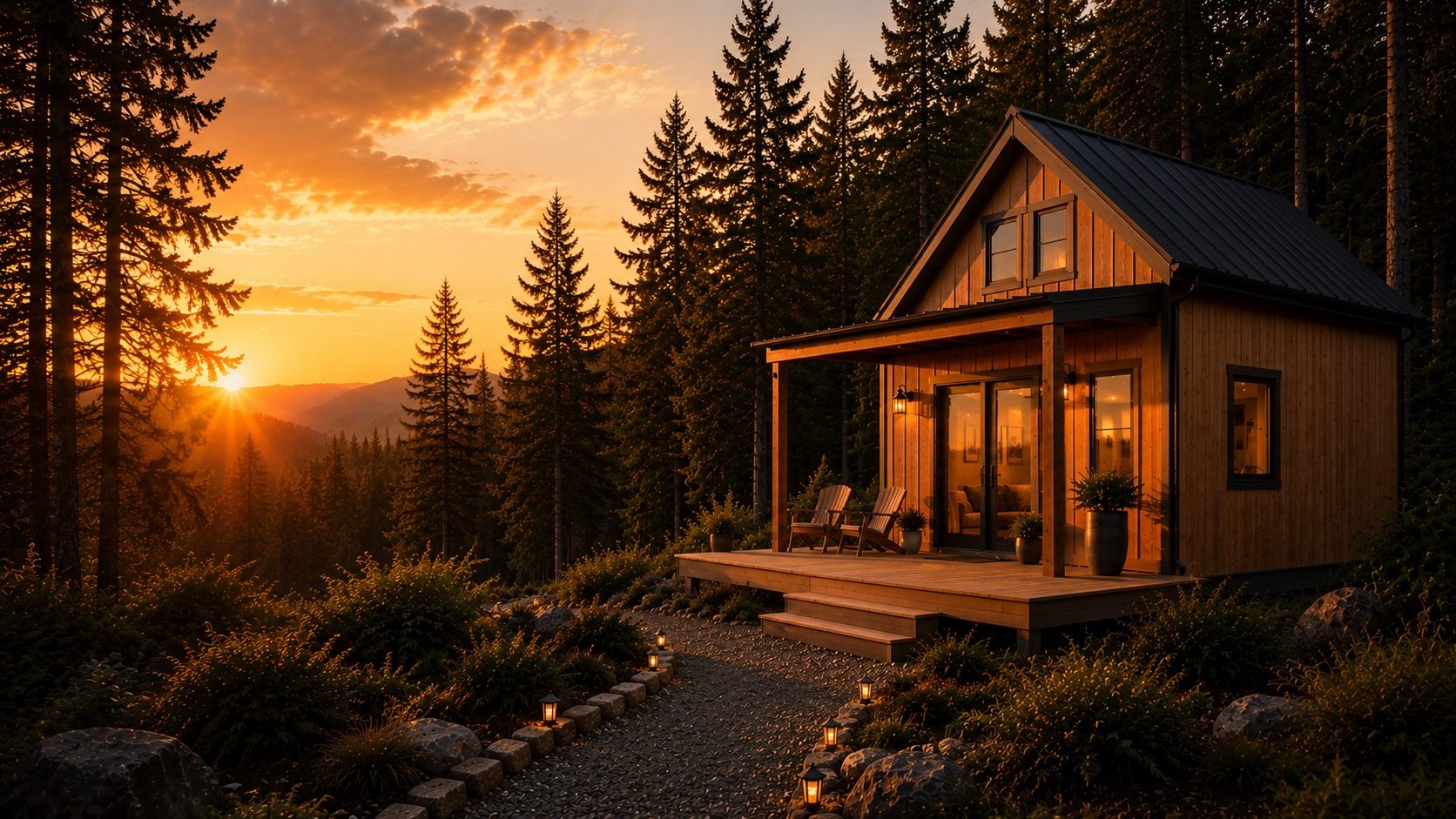 Modern prefab Shabin™ concept in Washington forest setting