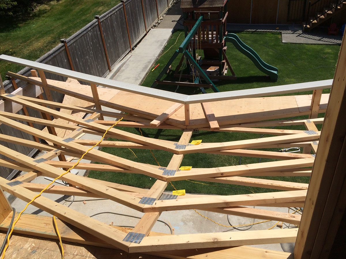 Browns Point ADU roof framing